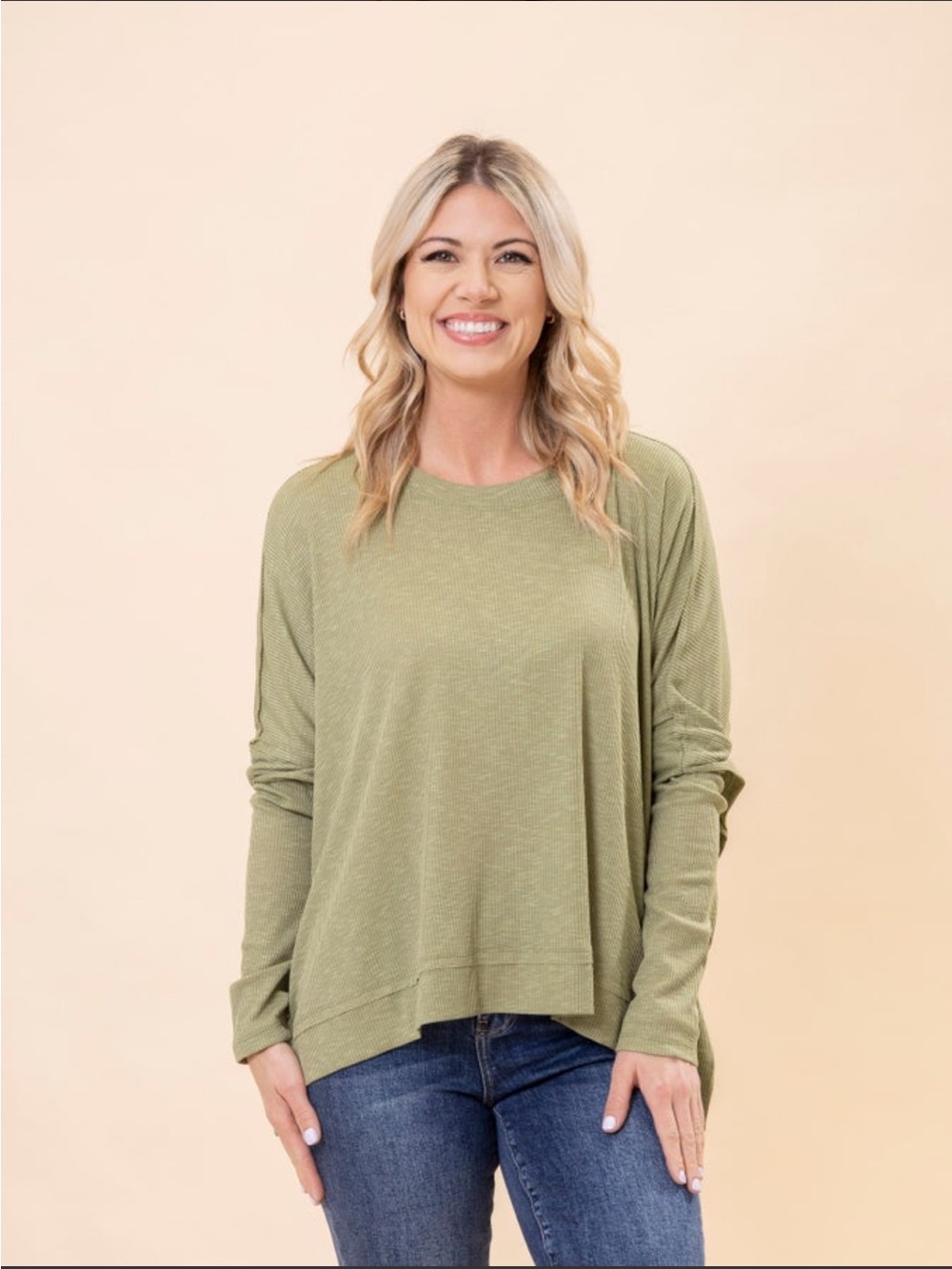 NWT! Easel Rib Knit Top in Sage, Size large